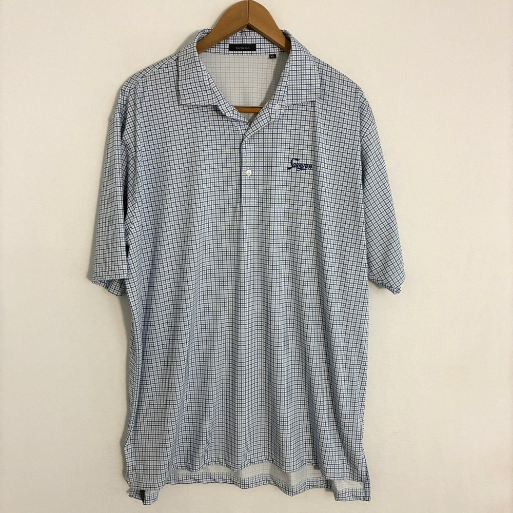 Turtleson Polo Shirt Men's XL Check Sawgrass PGA Golf Performance Preppy